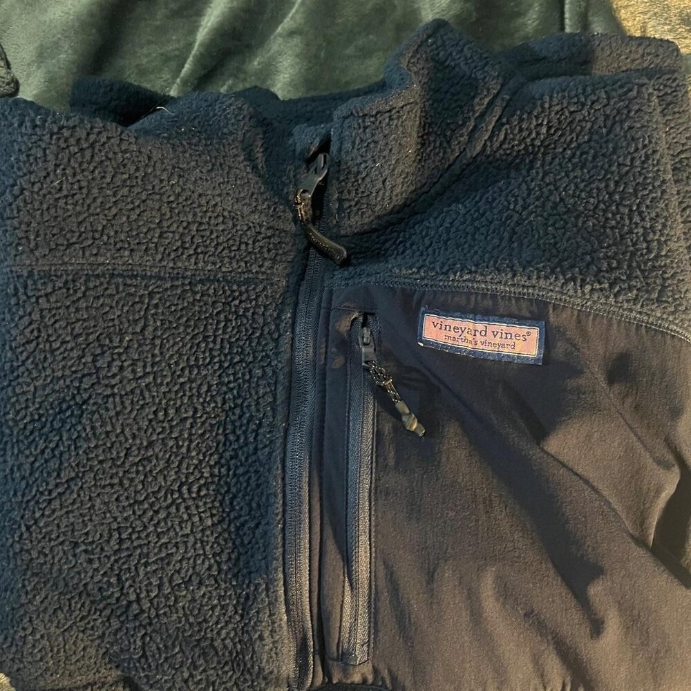 Navy Blue Mens Vineyard Vines Sherpa Pullover Size L
